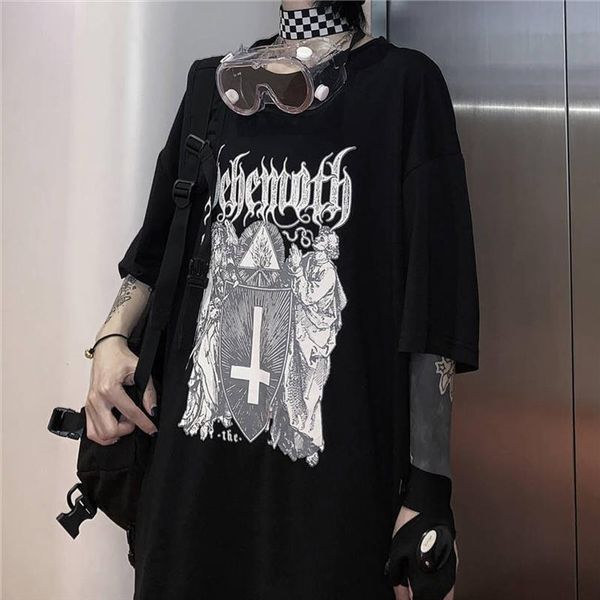 

hip hop o neck streetwear men women japanese cool punk loose short t shirt summer half sleeve funny, White;black