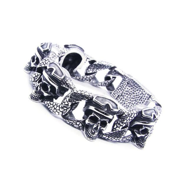 

charm bracelets drop ship pilot skull bracelet 316l stainless steel fashion jewelry men motor biker, Golden;silver