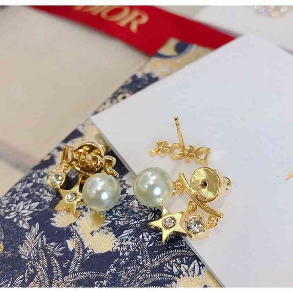 

70% off outlet online new star pearl letter earrings, Silver
