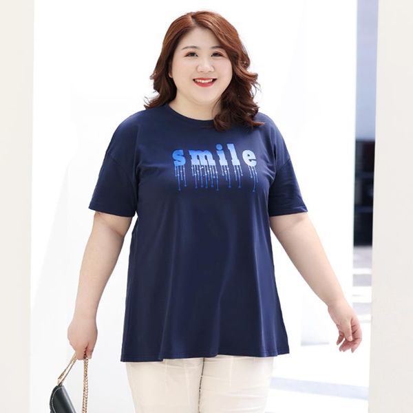 

plus size t-shirt t-shirts women 2021 cotton printed letter o-neck short sleeve loose casual female large, Black