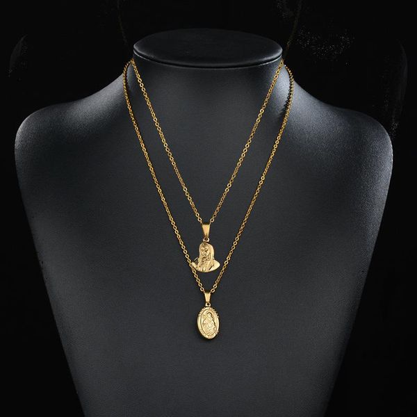 

pendant necklaces 2021 fashion necklace catholicism christian golden titanium steel with fine chain vintage stylish jewelry, Silver