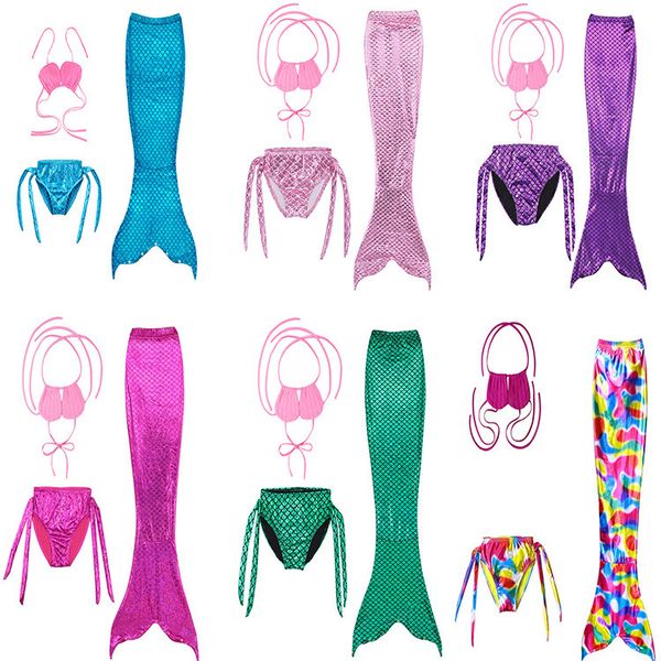 

bikini mermaid three piece girls swimsuit, White;black