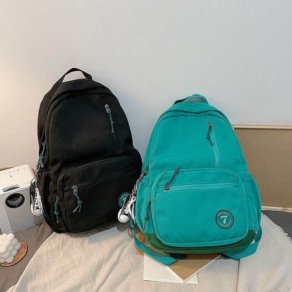 

solid color fashion women backpack nylon waterproof school bag for girls simple leisure outdoor travel
