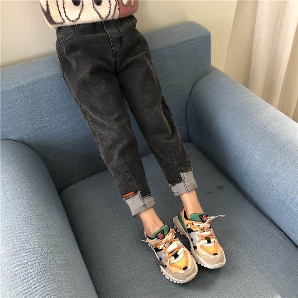 

jeans 2021 girl loose casual fit solid color, Blue