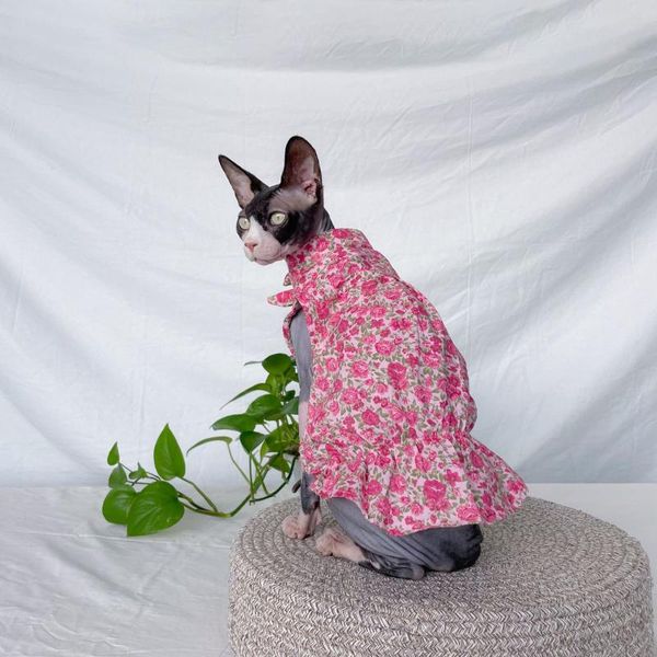 

cat costumes skirt clothes summer thin floral dress sphinx hairless pet