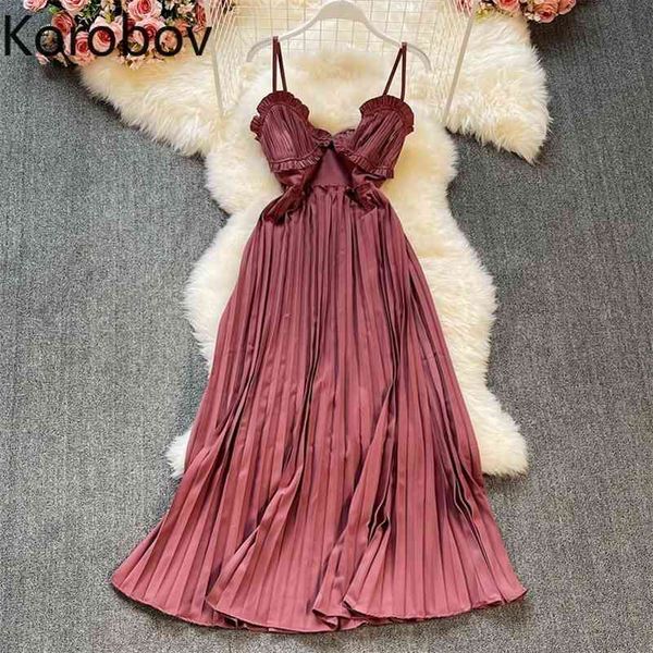 

korobov new spaghetti strap women dress korean elegant fashion female dresses summer chic sweet vintage vestidos femme 210430, Black;gray