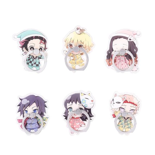 

universal acrylic cartoon demon slayer kimetsu no yaiba blade of ghost cute mobile phone ring bracket for all cell mounts & holders