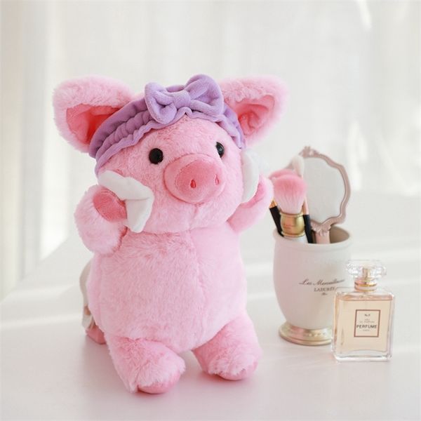 Brinquedo de pelúcia Brinquedo de porco Cosméticos Cosméticos Promocionais Promocionais Bonito Macio Alta Qualidade Headband Pink Algodão Almofada Brinquedo Maquiagem para ela 210728