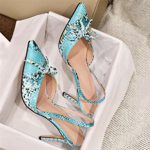 

dress shoes women high heel pointed toe snake print pumps 2021 spring summer ladies stiletto heels bowtie slingback 43 44 45 46, Black