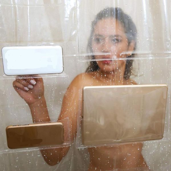 

shower curtains eva 72x72 bathroom mount clear curtain liner tablet or phone holder waterproof