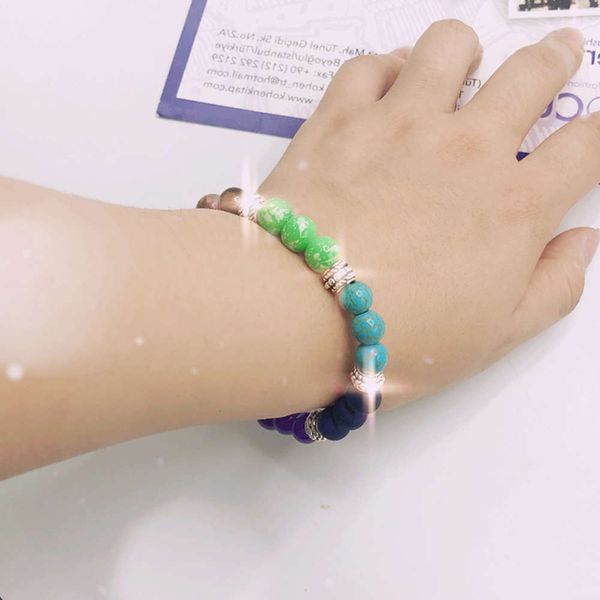 

hand catenary jewelry handmade fashion natural colorful volcanic stone bracelet, Black