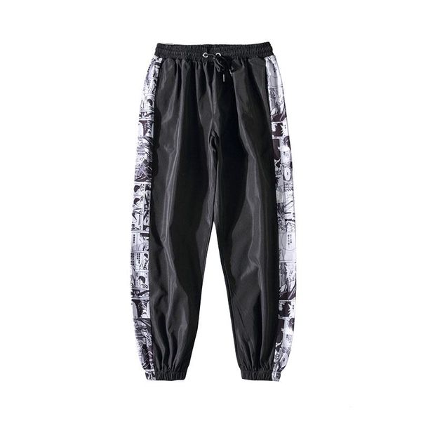 

men's pants men loose drawstring beach shorts casual long hip hop anime pant champ basketball sweatpants harem harajuku streetwear, Black