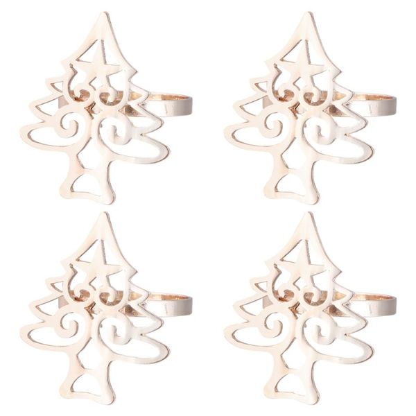 

4pcs napkin buckles christmas tree shape alloy holders for dinner rings