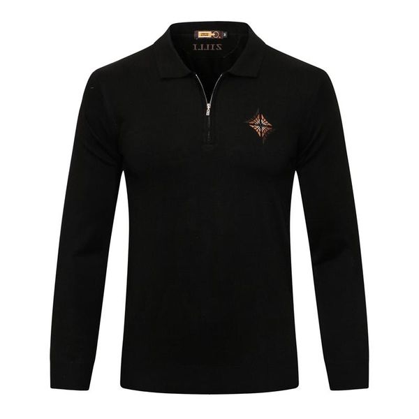 

men's sweaters sweater wool 2022 autumn winter casual solid color quality zipper embroidery elasticity big size -5xl, White;black