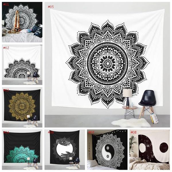 

tapestries mandala tapestry black wall hanging sandy beach rug blanket camping tent travel bohemian sleeping pads g