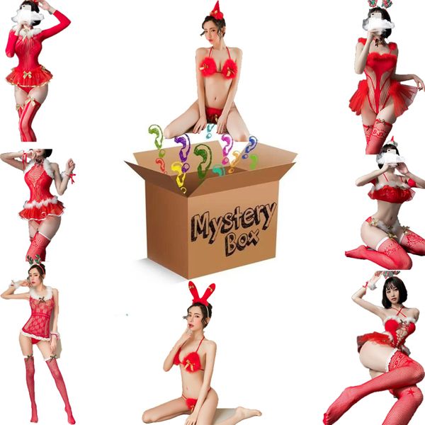 

christmas mystery box others apparel cosplay seamless womens lace surprise boxes lingerie set random thongs t-pants bra panty gifts, Black;white