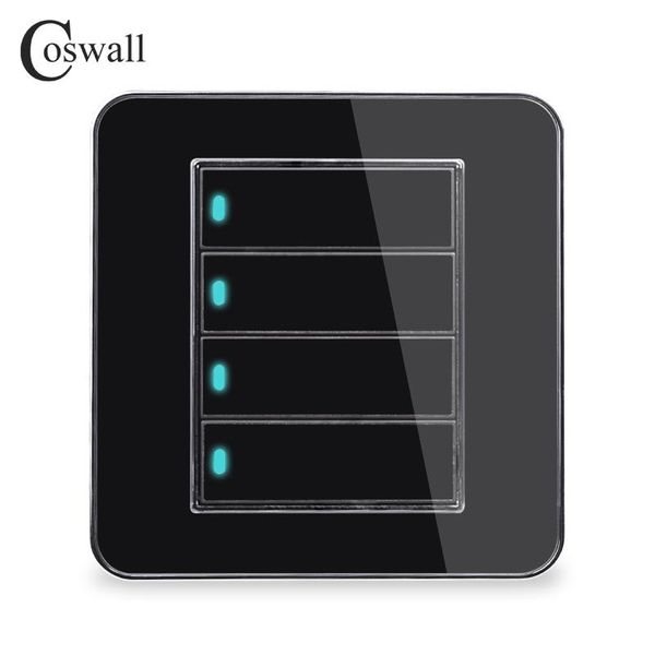 

smart home control coswall brand arrival 4 gang 1 way random click on / off wall light switch with led indicator acrylic crystal panel