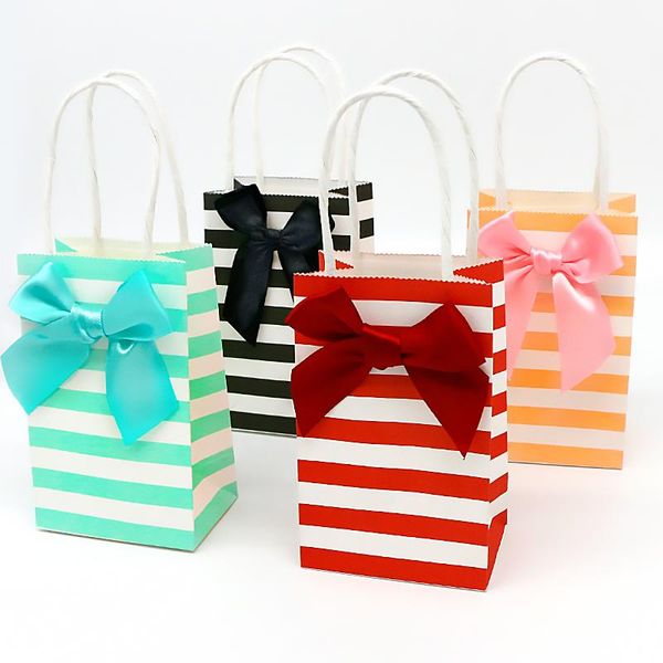 

gift wrap 5pcs paper bags with handle kraft bag packaging candy cookie packing wedding party goodie sweets small bow