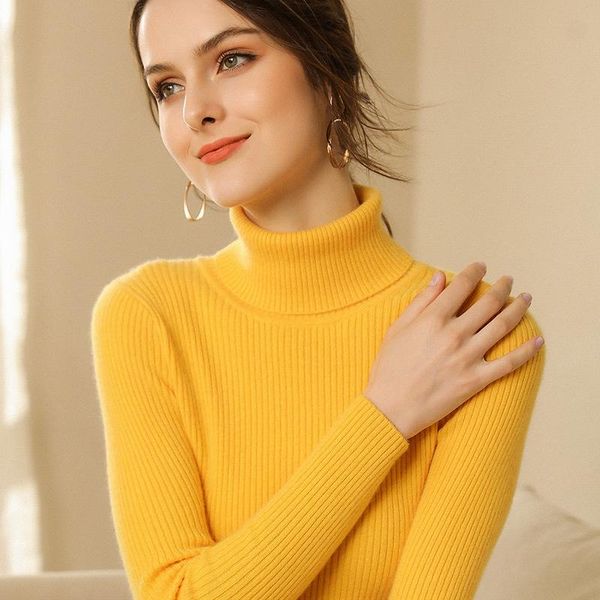 

women's sweaters 2021 fall fashion women autumn winter cashmere sweater ladies slim cardigan bottoming shirt turtle neck, White;black