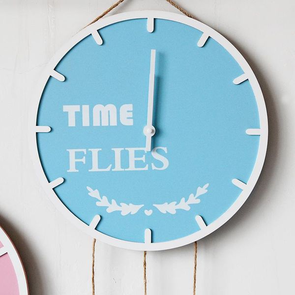 

nordic creative round wall clock wall-mounted wooden home decoration living room decor hanging artificial plants clocks
