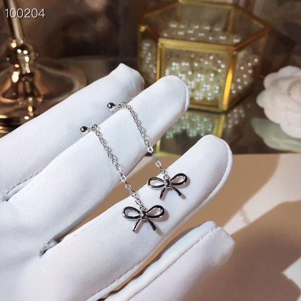 

earrings & necklace ty226 cute bownot woman set silver jewelry pendant