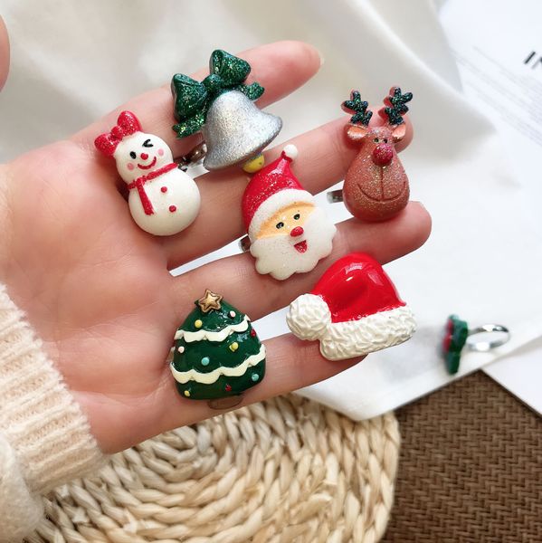 

christmas ornaments new personality cute cartoon ring santa claus jewelry elk snowman christmas tree ring, Golden;silver