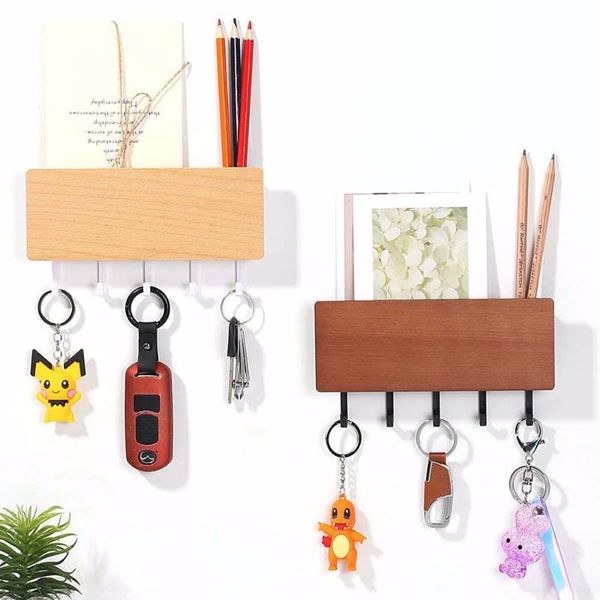 

hooks & rails nordic wood storage rack modern simplicity wall hook self adhesive mounted for bedroom bathroom entryway