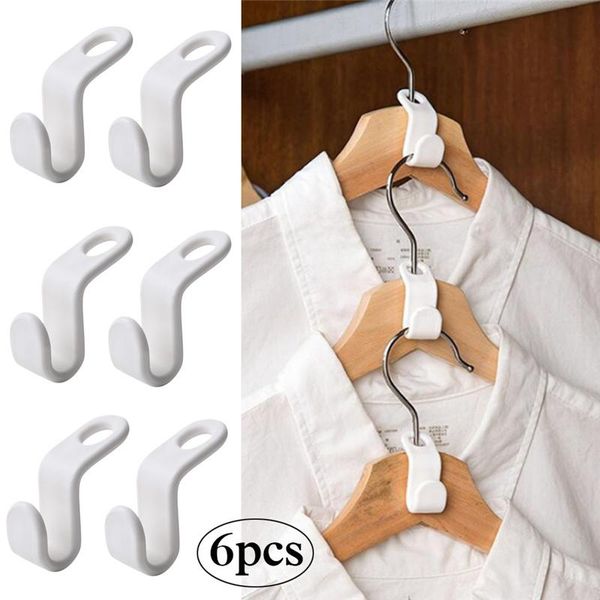 

6/ 12pcs clothes hanger hook folding storage rack wardrobe hanging connection space saving connectors hangers & racks