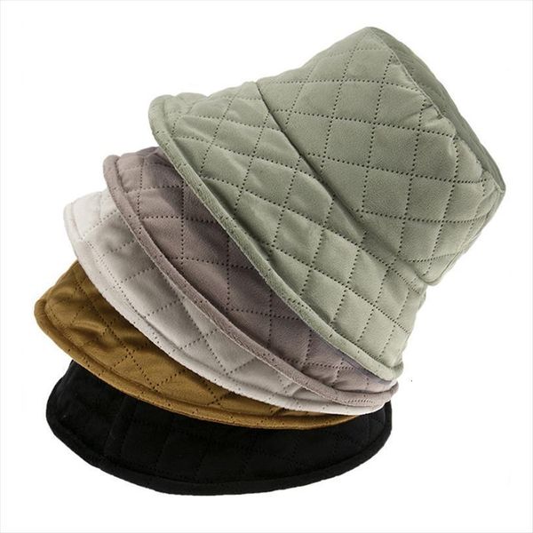 

women warm velvet plaid bucket hats outdoor fishing caps lady fisherman winter thicken panama black plush small basin ca, Blue;gray
