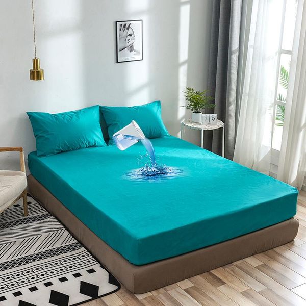

sheets & sets waterproof anti mite mattress protector cover solid fitted sheet protection for woman baby children kids bed linens with elast
