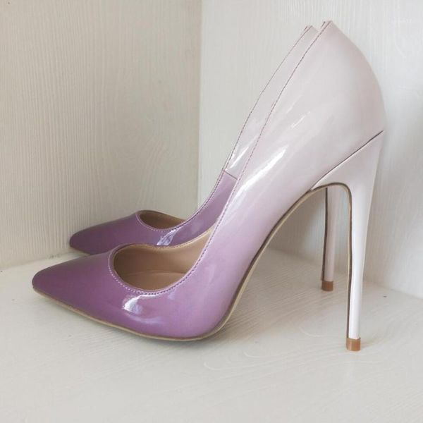 

dress shoes gradient women's high heel purple patent exclusive brand 8cm 10cm 12cm thin heels super (8cm-up) party fashion rubber1, Black