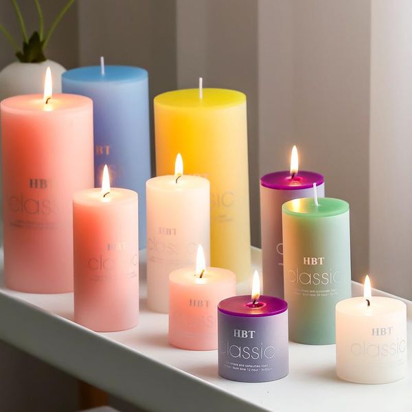 

candles colorful wedding candle classical cylindrical scented flameless home decoration drop