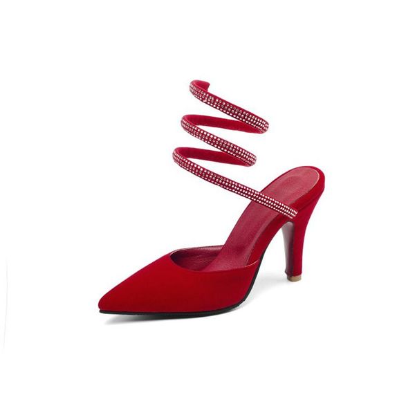 

sandals big size 13 14 15 16 17 18 19 high heels women shoes woman summer ladies pointed water drill thick with, Black