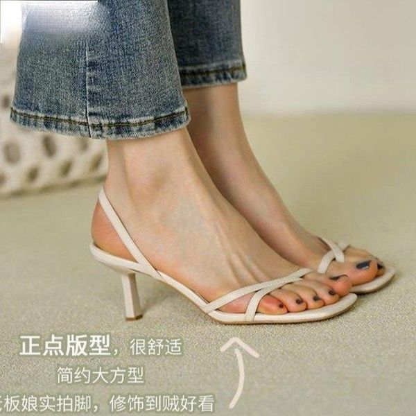 

sandals women's buckle strap open toe ladies sandalias pu summer shoes casual female comfort sandalia thin high heels, Black
