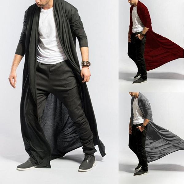 

men's trench coats fashion men jacket plus size windbreaker solid color long coat sleeve cardigan slim fit open front casual overcoat, Tan;black