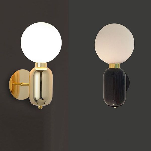 

wall lamp simple modern glass ball corridor bedroom bedside nordic living room led sconces industrial decor