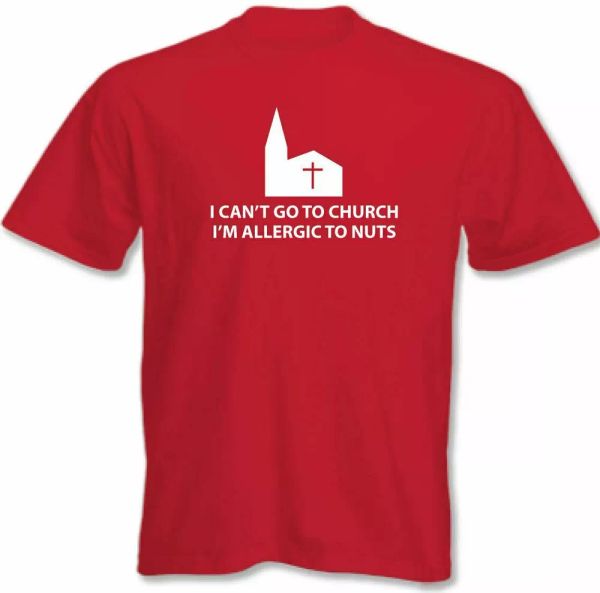 

atheism t-shirt atheism the cannot go church i am allergic er dice fun to, White;black