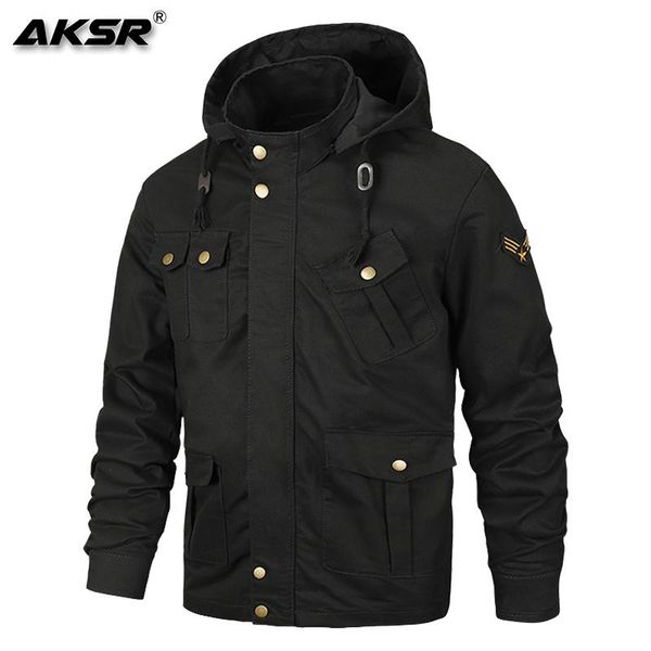 

men's jackets autumn 2022 mens jacket thermal cotton outerwear military hooded male plus size brand coat men clothing, Black;brown