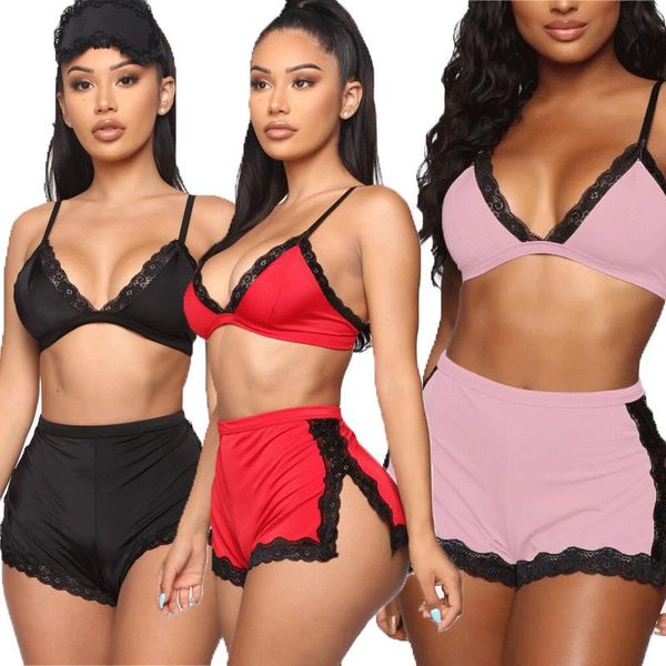 

bras sets women lingerie bra set sleepwear lace floral ladies underwear luxury breathable push up brief knickers panties, Red;black
