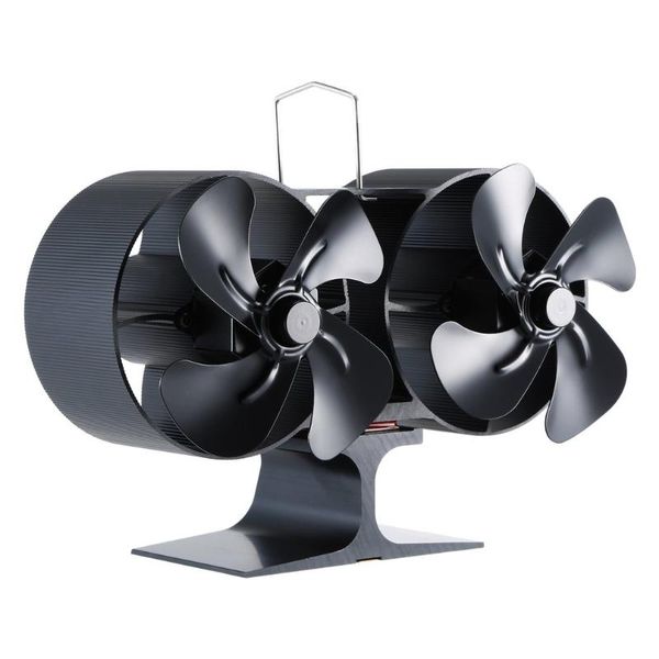 

heat power wind fan wall stove blower double head four leaves fireplace wood burning real energy saving thermal car air freshener