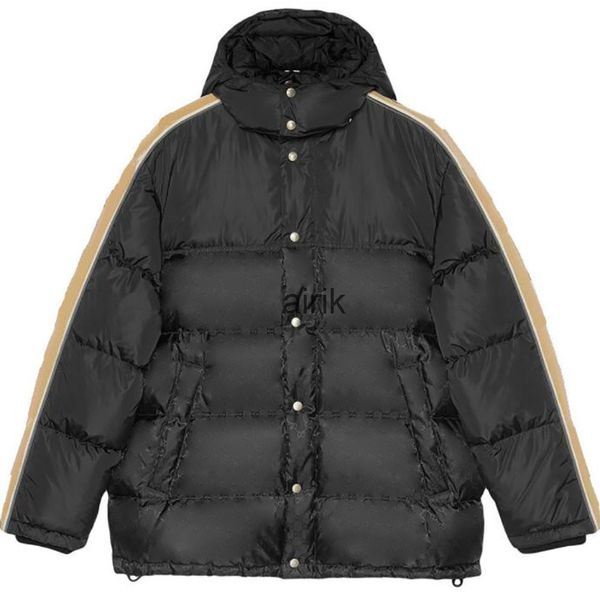 Lüks kış erkekler aşağı ceket tasarımcı giyim ceket çift fermuar ekleme uzun kollu monogramlı kaput ile