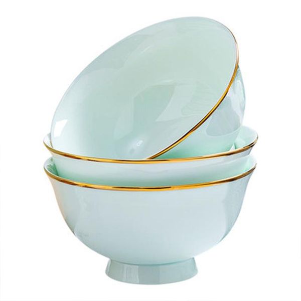 

bone china household 4.5 inch rice bowl phnom penh chinese style celadon porcelain set 4/6/10 pieces ceramic soup bowls