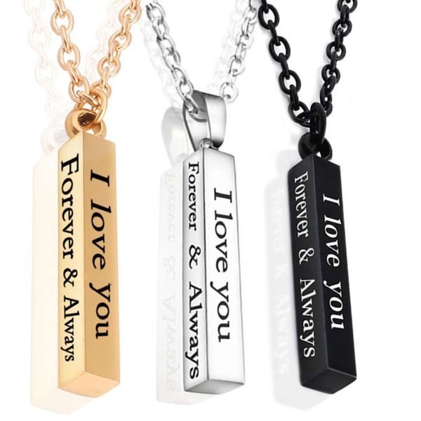 

column stainless steel pendant necklace black silver gold lovers accessories