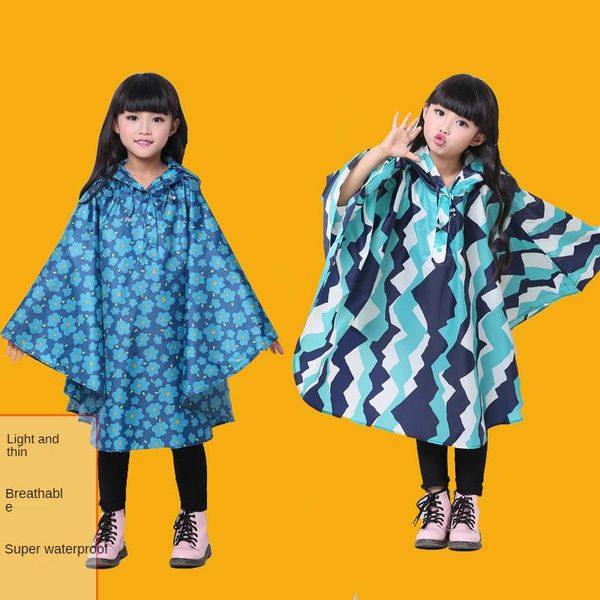 

rain wear 2021 children raincoat polyester cute baby outdoor coat waterproof jumpsuits poncho big hat student rainwear