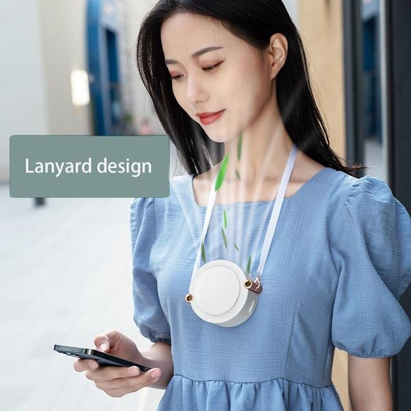 

electric fans bladeless hanging neck fan,1800mah usb rechargeable mini personal wearable fan, hands-fan for outdoor-white