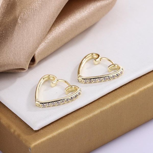 

hoop & huggie zhouyang ear hoops earrings 2021 trend sweet love heart zircon gold color piercing ring fashion jewelry kce011, Golden;silver