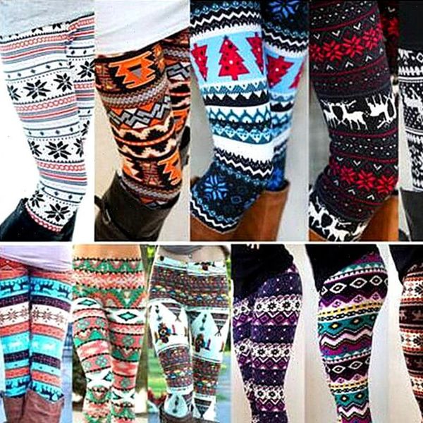 

fashion pants print high waist womens leggings happy christmas party long 18 color ladies xmas trousers, Black