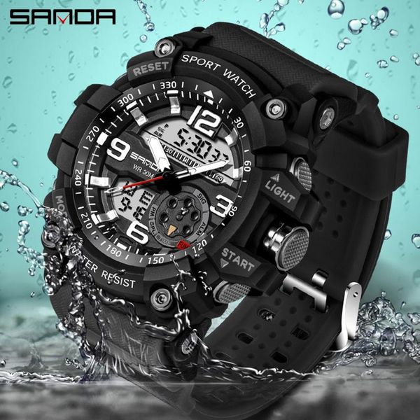 

wristwatches sanda g style sports men's watches military quartz watch men waterproof s relogio masculino, Slivery;brown