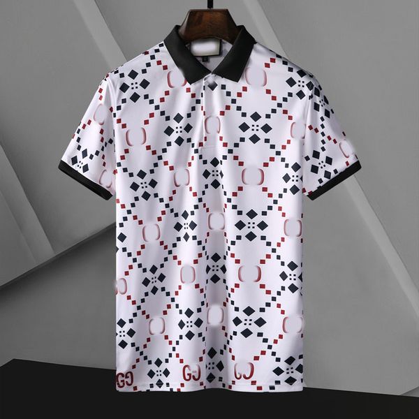 

summer mens luxury quality cotton polo shirts colors short sleeve printed t shirt down collar designers g#g, White;black