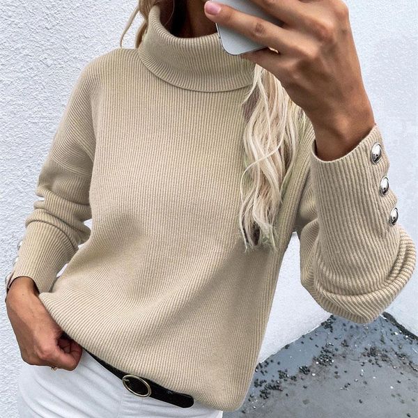 

women's sweaters autumn winter knit sweater loose solid turn-down collar pullovers female thick turtleneck knitted high street women, White;black